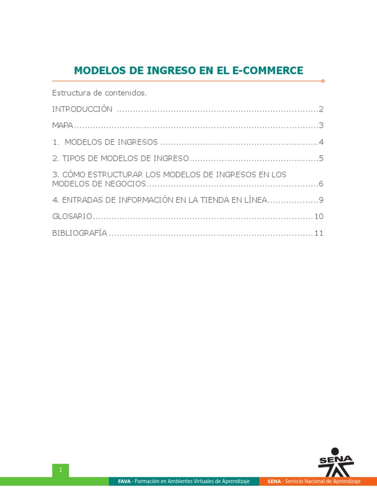 Modelos de Ingreso en E-Commerce | PDF | Comercio electrónico | Las ...