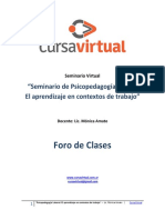 Psicopedagogia Laboral - Foro de Clases - Cursa Virtual - Junio 2018 PDF