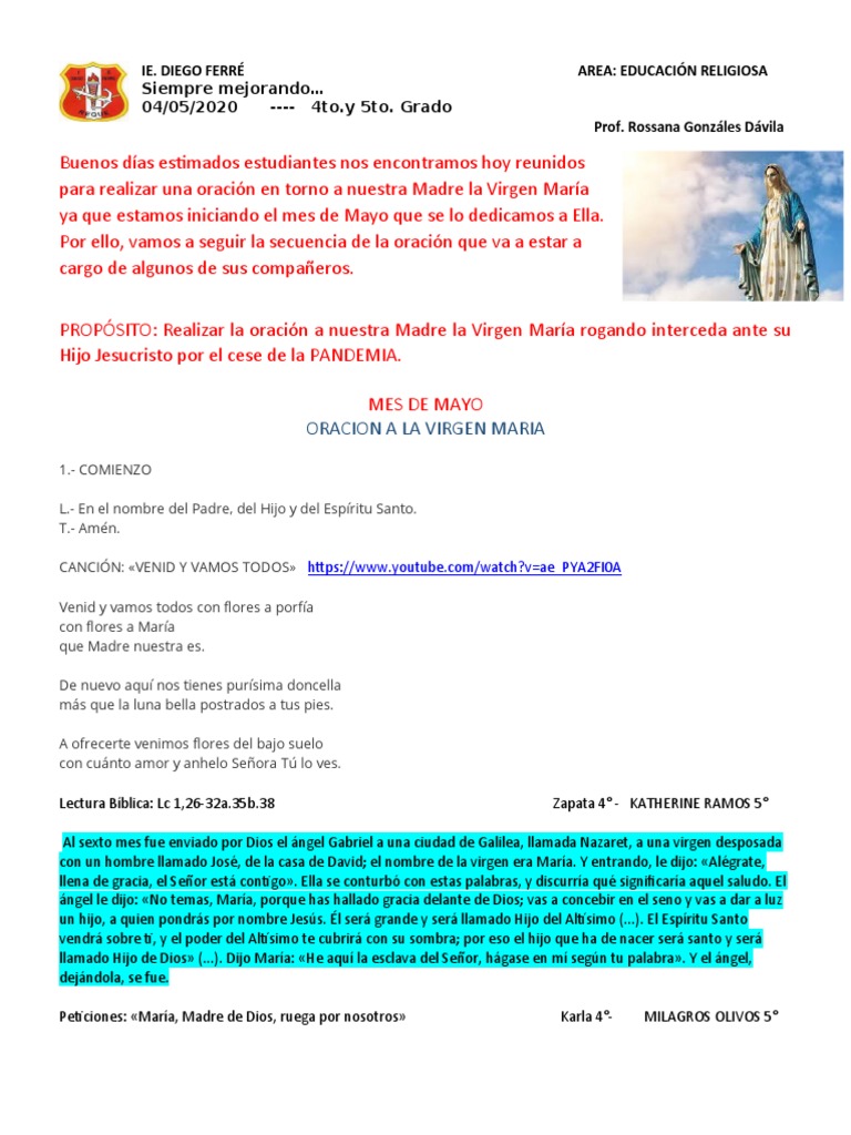 Oracion A La Virgen Maria Maria Madre De Jesus Oracion scribd