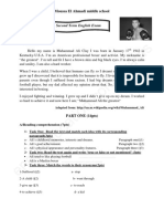 Second Term English Exam: Moussa El Ahmadi Middle School