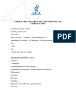 Formulario para Presentacion Propuesta de Taller PDF