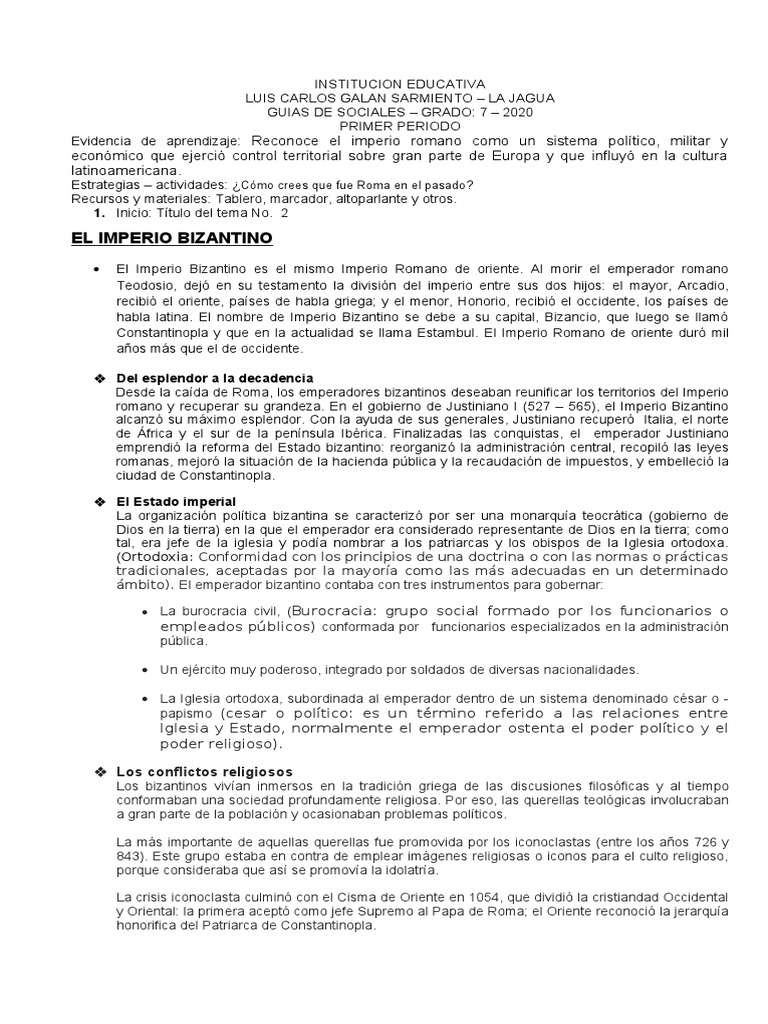 Historia y Cultura del Imperio Bizantino | PDF | imperio Bizantino ...