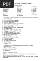 Revisão de Classes de Palavras exercícios
