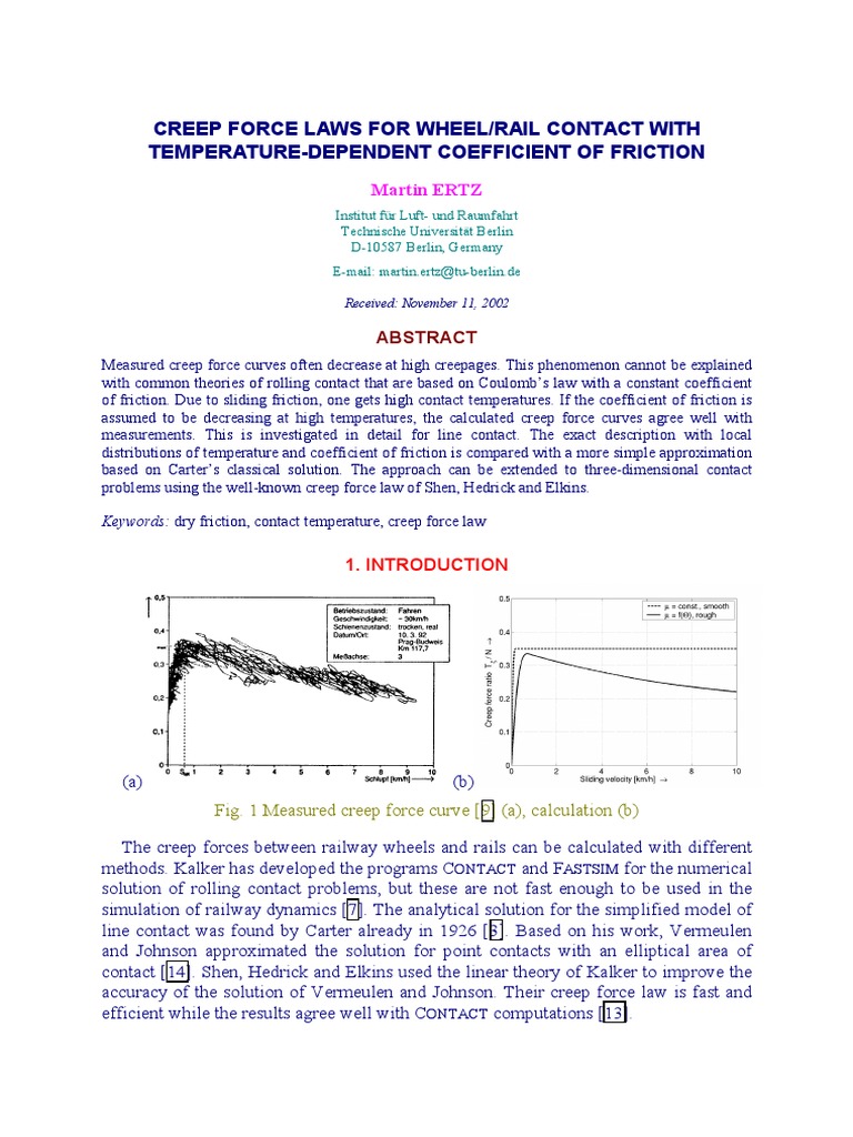 Creep Force Laws For WheelRail Contact With Temperature