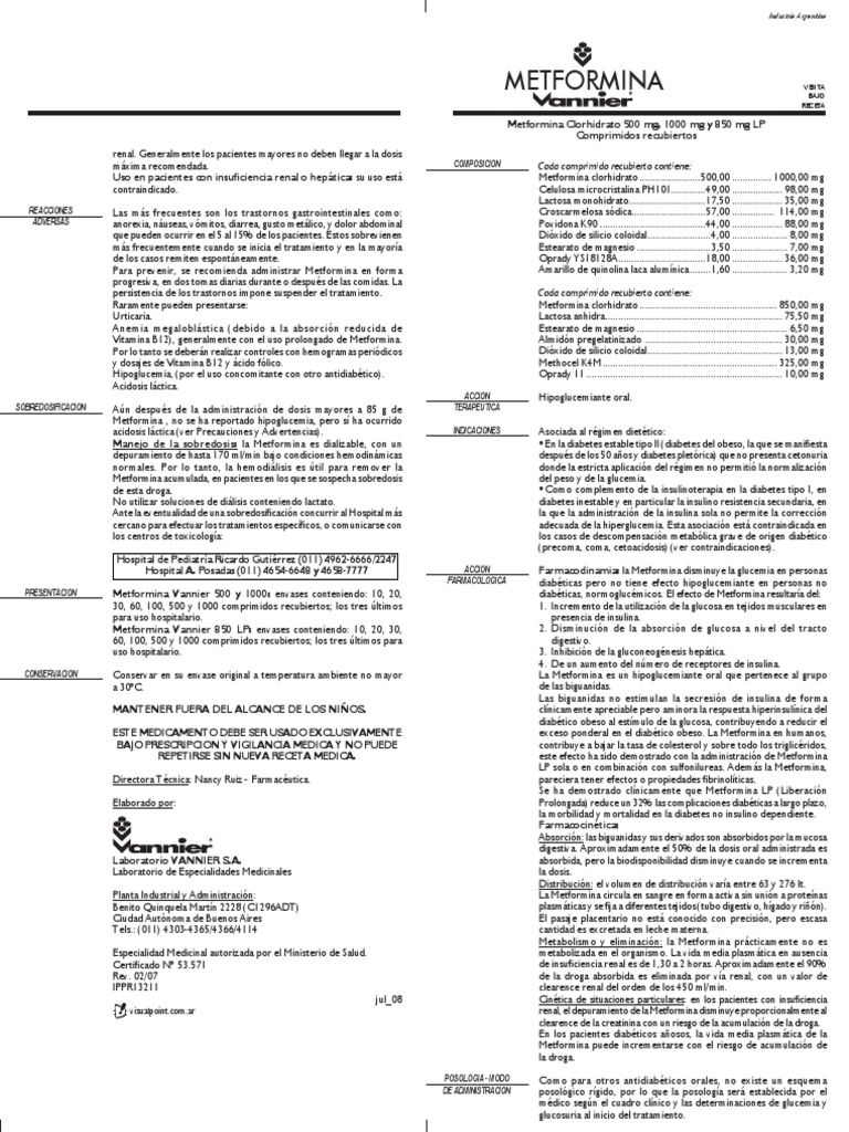 Dosis y posología de Metformina | PDF | Diabetes | Farmacología