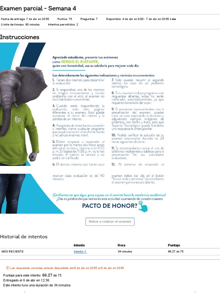 Examen Parcial de Estadística - Semana 4 | PDF | Estadística ...