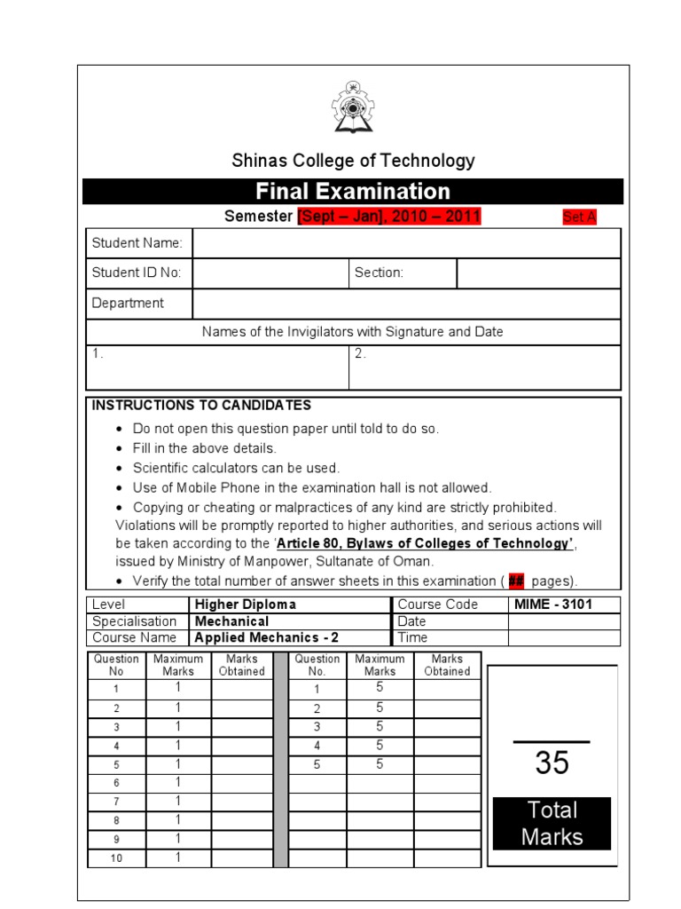 AM 2 Set A | PDF | Acceleration | Force
