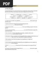 Vocabulary Sheet 2: A. Fill in The Gaps