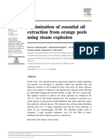Optimization of Essential Oil Extraction From Orange Peels Using Steam Explosion