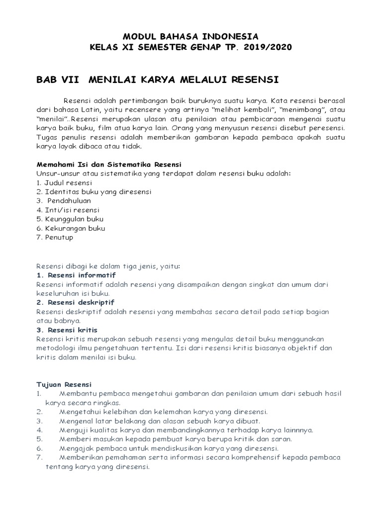 Modul Bahasa Indonesia Kls Xi