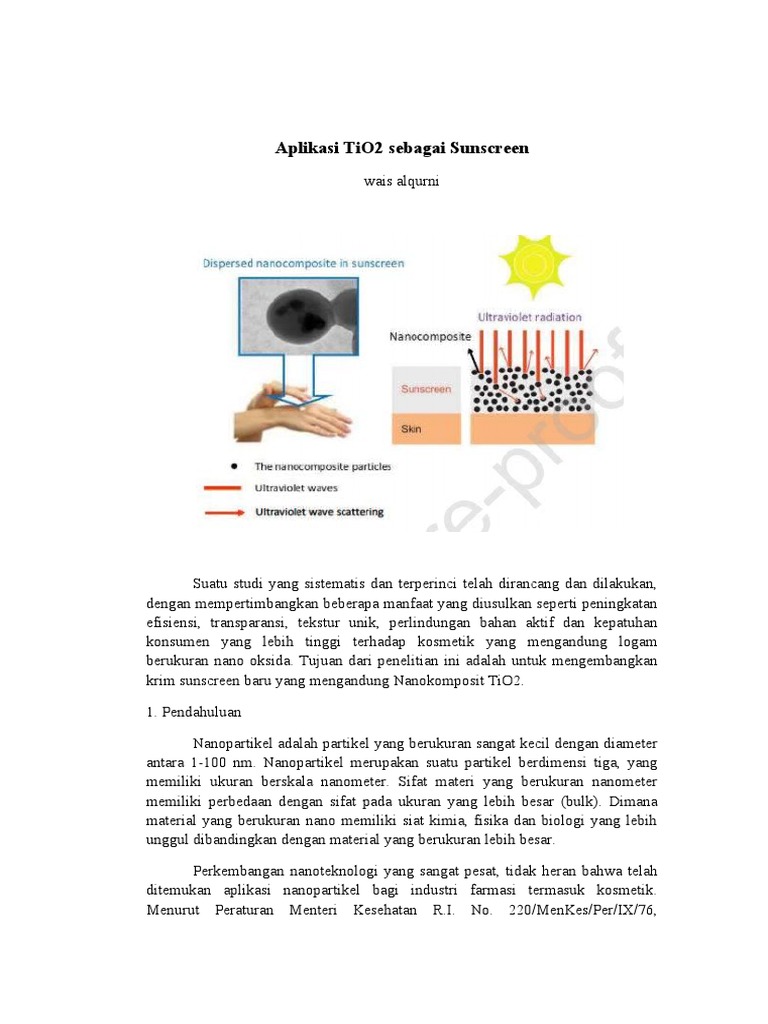 Aplikasi TiO2 dalam Sunscreen Kosmetik | PDF