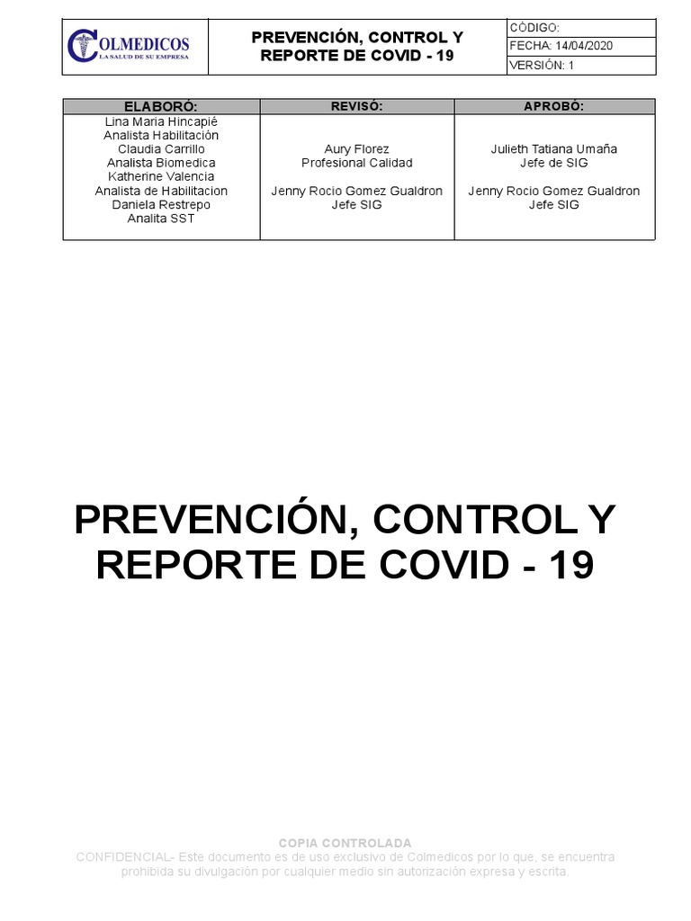 Procedimieno De Prevencion Conrol Reporte De Covid Colmedicos Lavado De Manos Medicina
