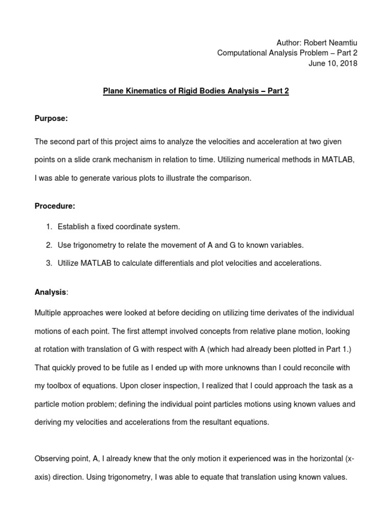 Plane Kinematics of Rigid Bodies Analysis - Part 2 | PDF | Physics ...