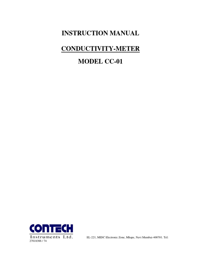 Conductivity Meters Manual PDF Calibration Manufactured Goods