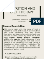 Nutrition and Diet Therapy: NCM 205 Lec Jameston S. Adorable, RND Instructor