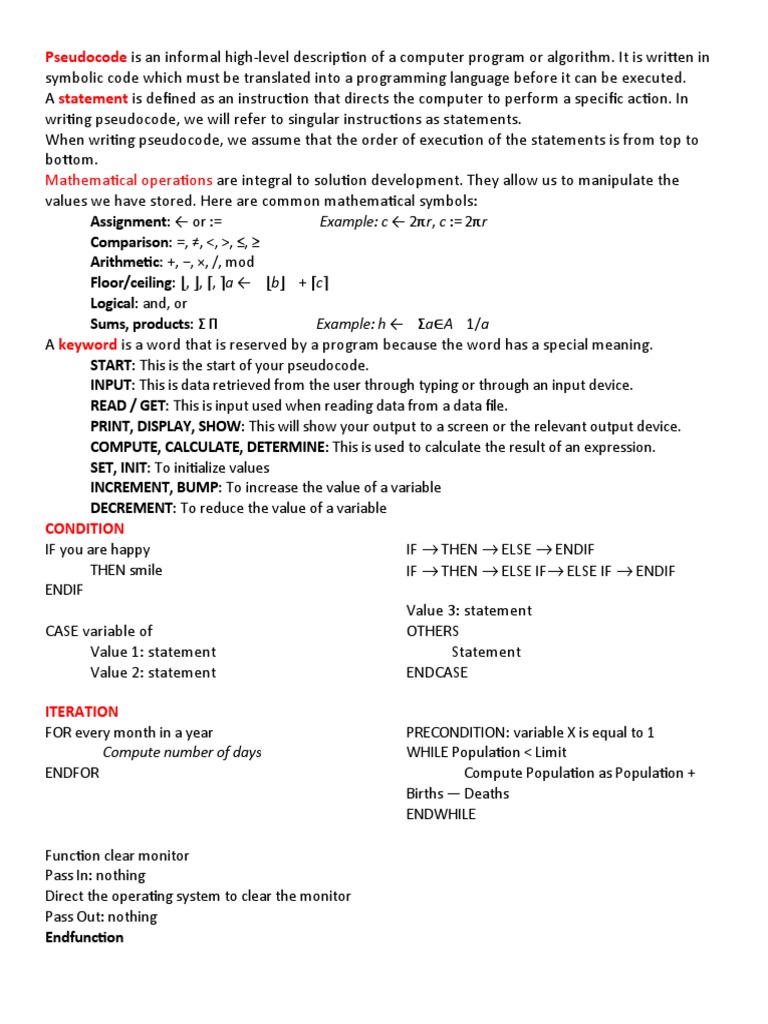 Example: c ← 2πr, c:= 2πr: Mathematical operations | Download Free PDF ...