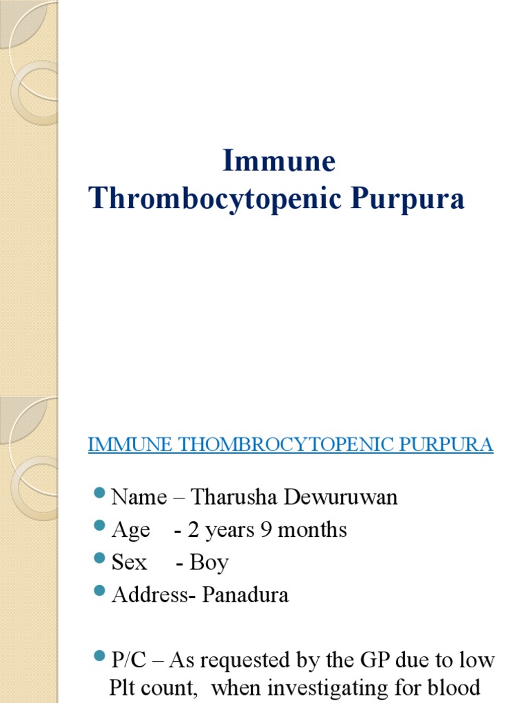 Immune Thrombocytopenic Purpura | PDF | Platelet | Bleeding