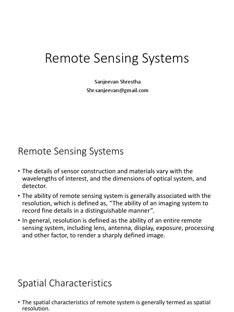 Overview of Remote Sensing Systems | PDF | Optical Resolution | Image ...