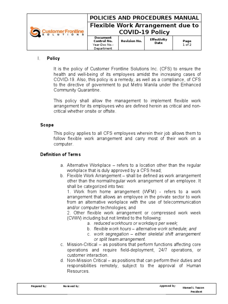 COVID-19 Flexible Work Policy | PDF | Telecommuting | Privacy