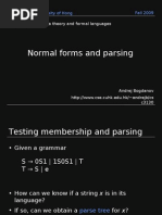 Normal Forms and Parsing: CSC 3130: Automata Theory and Formal Languages