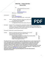 Poultry Nutrition Course Outline at University of Alberta