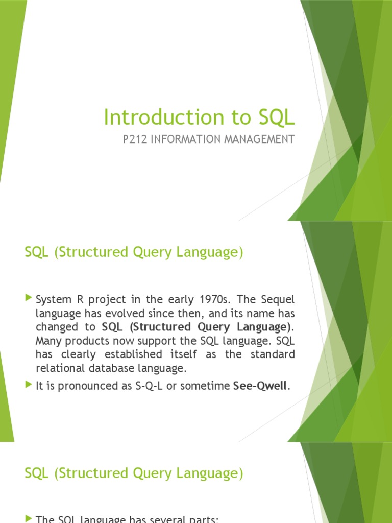 Introduction To SQL: P212 Information Management | PDF | Sql ...