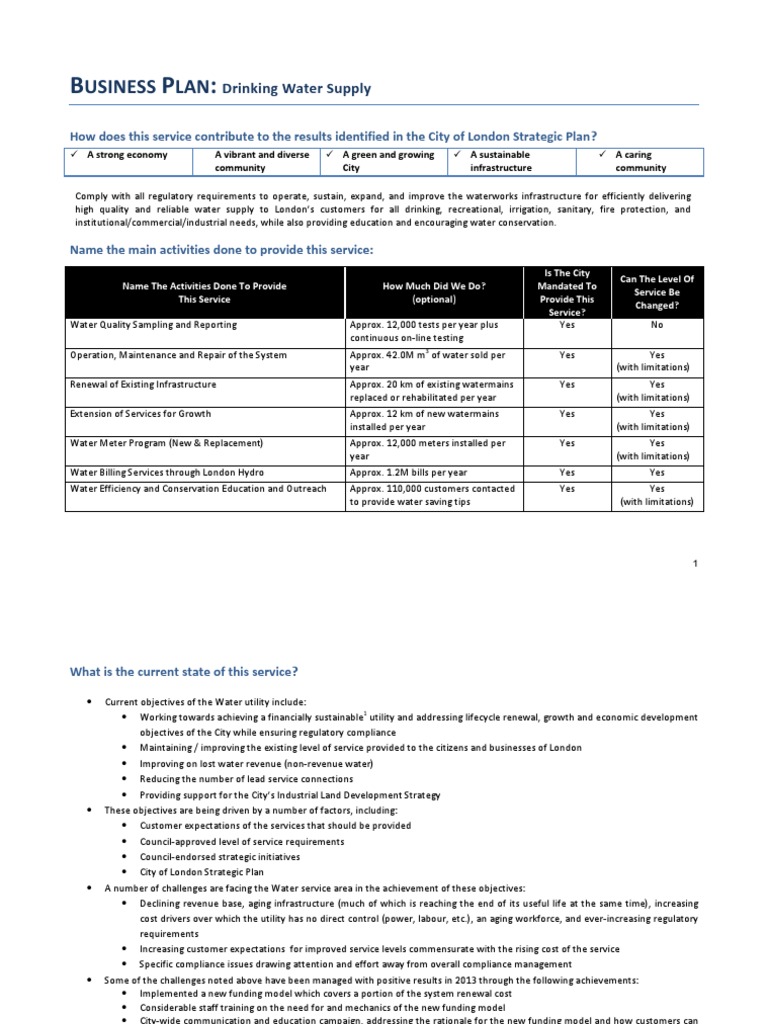 London Drinking Water Supply Plan | PDF | Water Supply Network ...