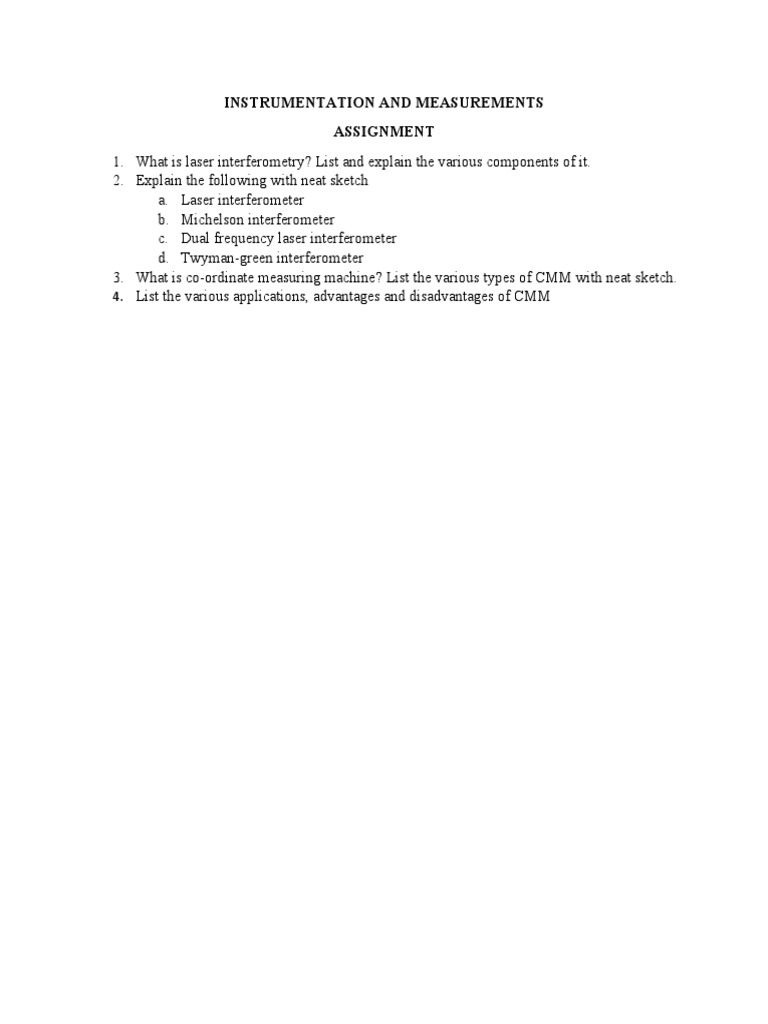 Instrumentation and Measurements - Assignment | PDF