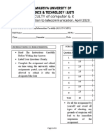 FACULTY of Computer & It: Introduction To Telecommunication, April 2020