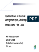 Implementation of Chemical Management Plan, Challenges and Lessons Learnt Sri Lanka