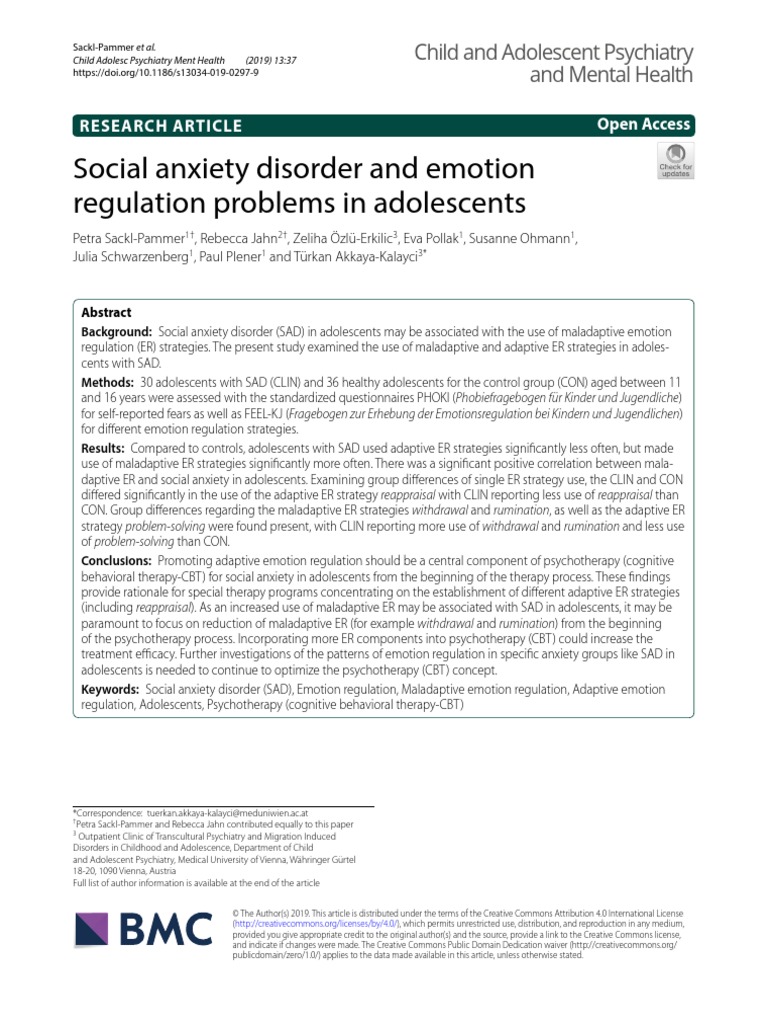 Sample Article Child and Adolescent Psychiatry and Mental Health | PDF ...