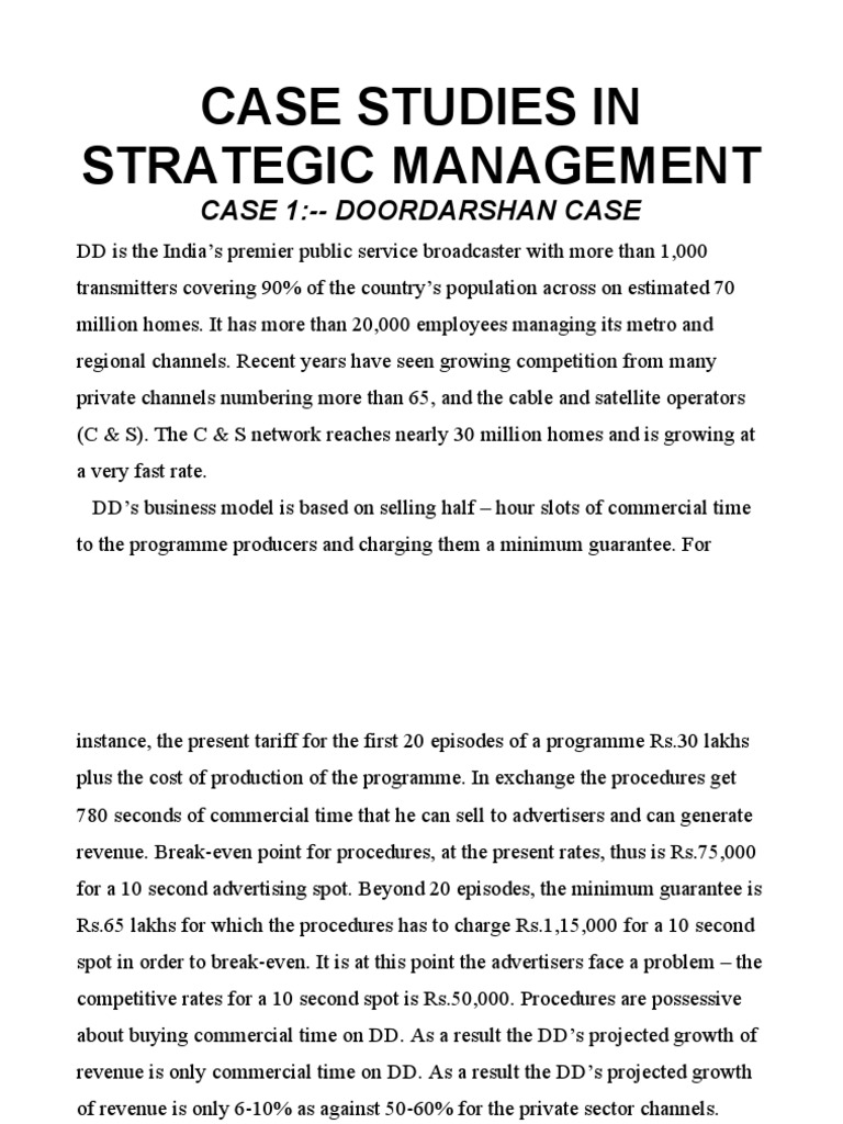 Case Studies in Strategic Management PDF Marketing Market (Economics)