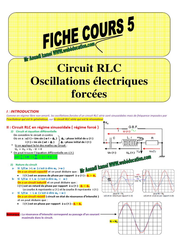 Oscillations forcées dans un circuit RLC | PDF | Impédance (électricité ...