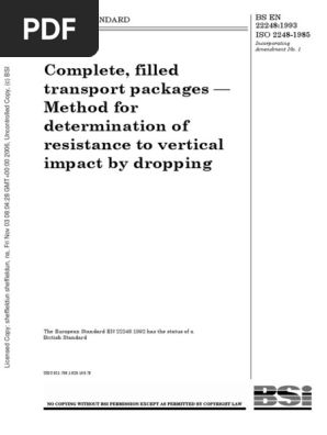 EN 22248 Vertical Impact Test by Dropping PDF | PDF