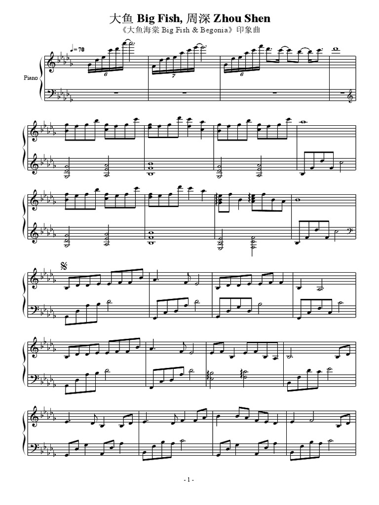 Big Fish Piano Sheet Music PDF | PDF