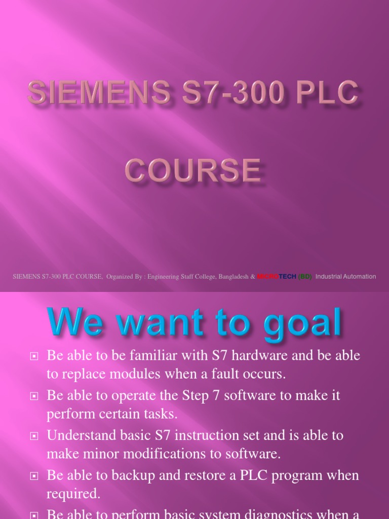 Siemens S7-300 PLC Training Course | PDF | Programmable Logic ...