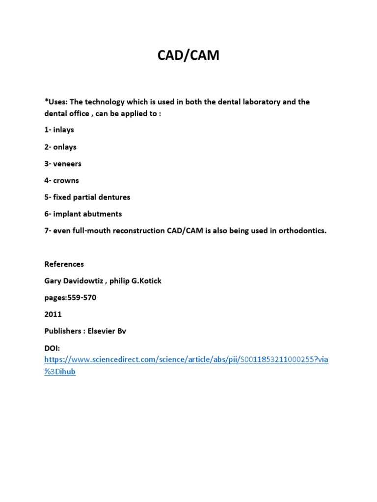 Cad Cam PDF | PDF | Dentures | Dentistry