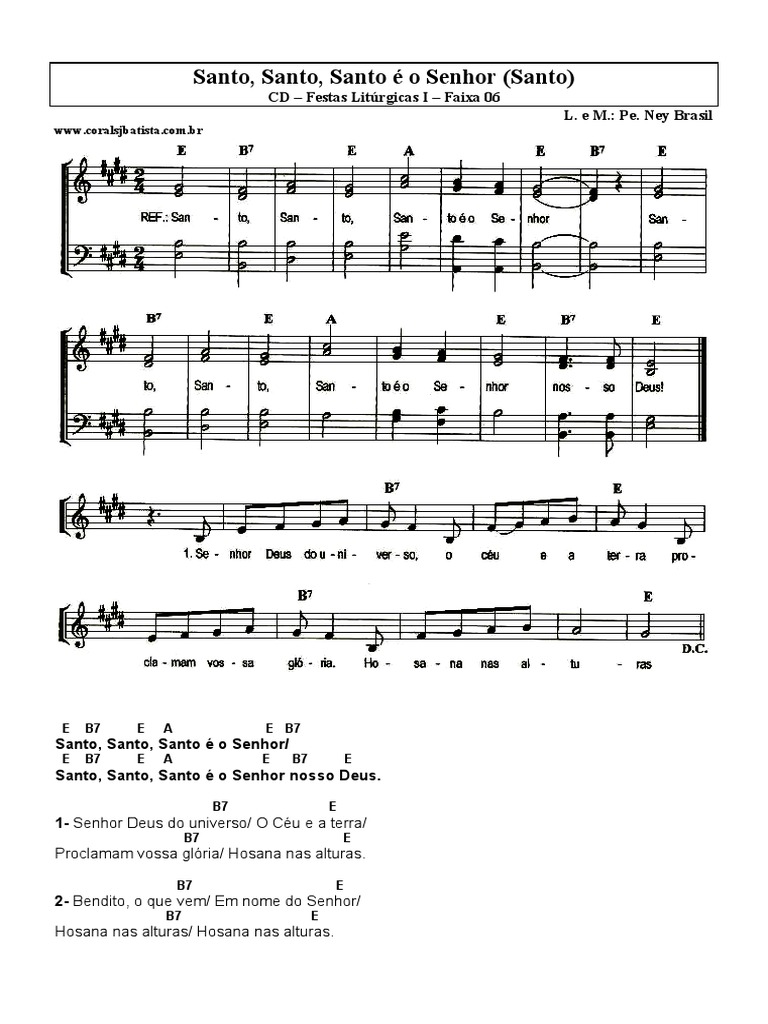 Partitura: Santo, Santo, Santo é o Senhor | PDF | Arte