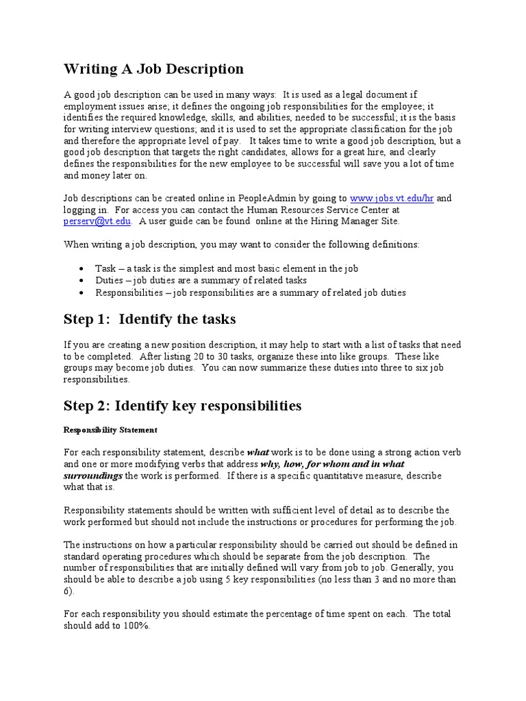 Writing A Job Description WWW Jobs.vt Edu/hr Perservvt Edu