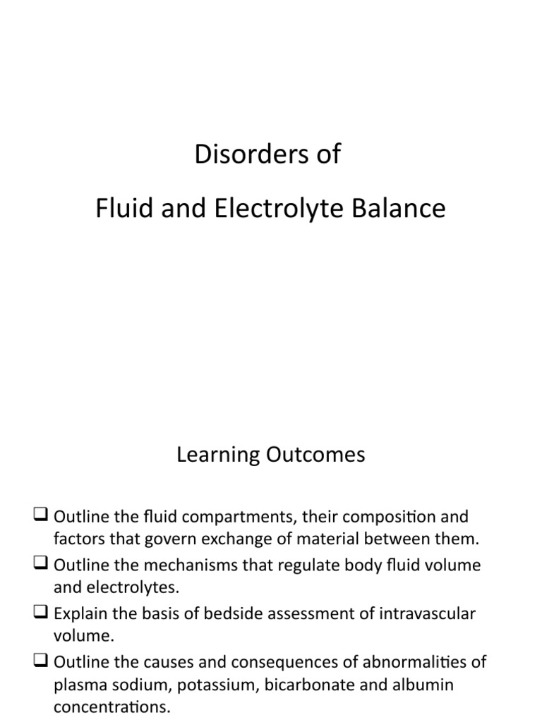Disorders of Fluid Electrolytes | PDF | Physiology | Diseases And Disorders
