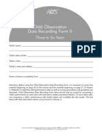 Child Observation Data Recording Form II: Three To Six Years