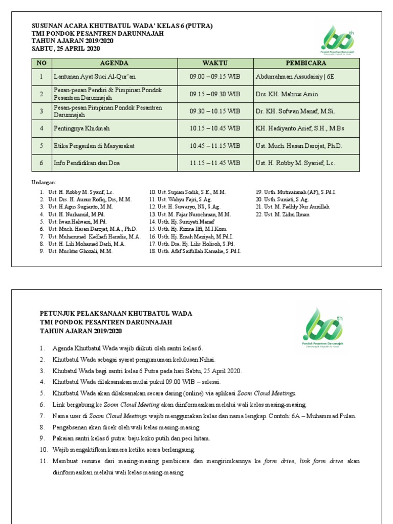 Susunan Acara Khutbatul Wada Pa | PDF