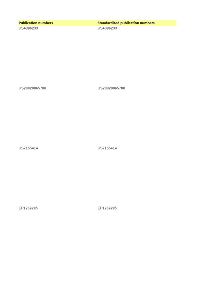 Publication Numbers Standardized Publication Numbers: US4386233 ...