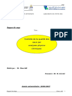 Rapport de Stage: Contrôle de La Qualité Des Eaux Par Analyses Physico-Chimiques