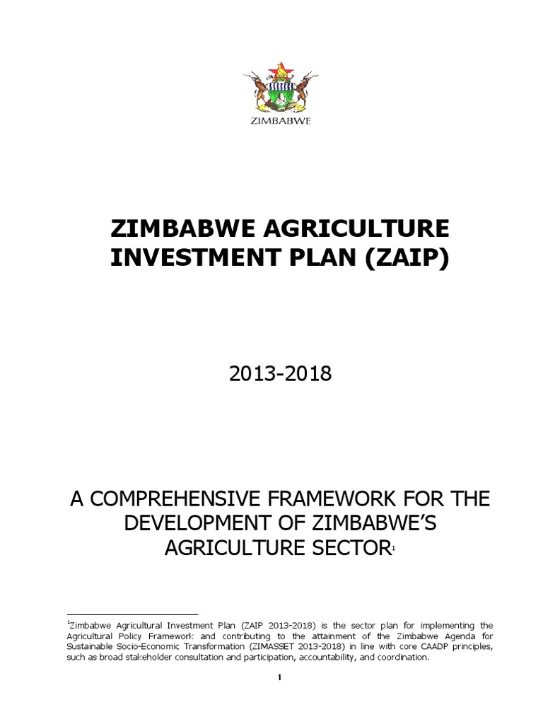 Zimbabwe Agricultural Investment Plan PDF | PDF | Zimbabwe | Agriculture