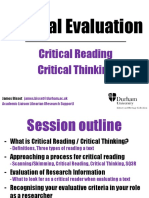 Critical Evaluation: Critical Reading Critical Thinking