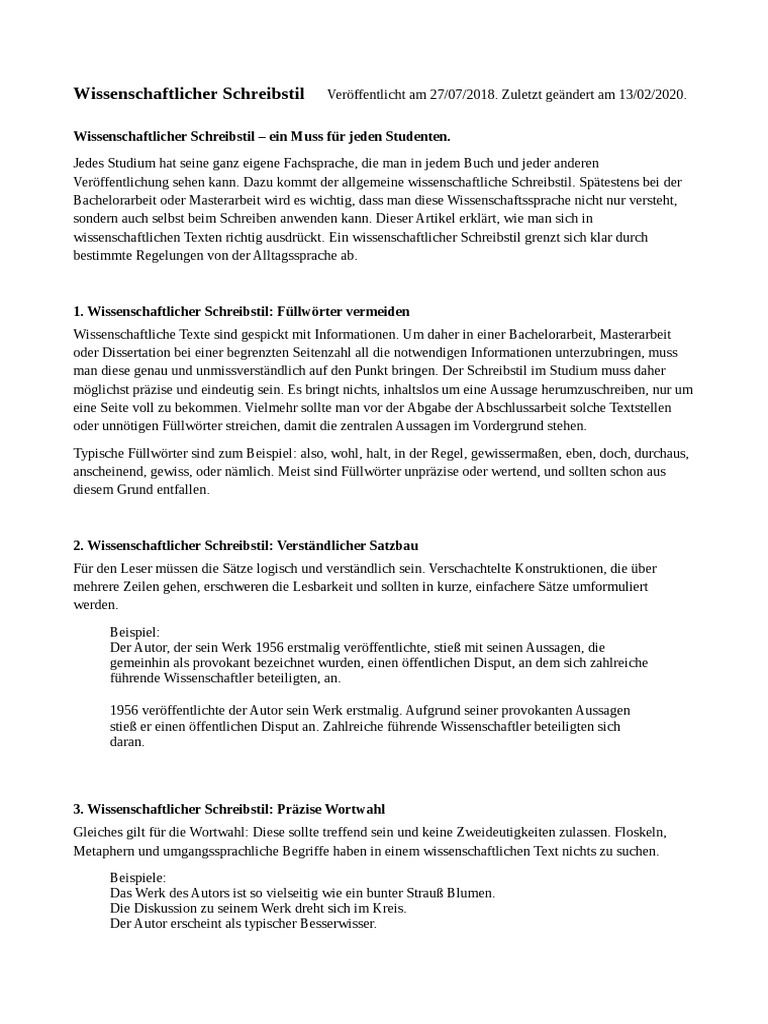 Wissenschaftlicher Schreibstil