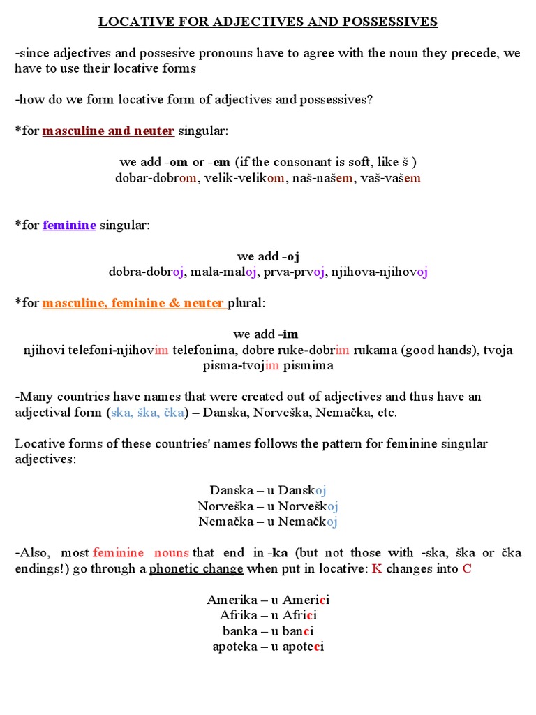 Locative For Adjectives | PDF | Foreign Language Studies | Poetry