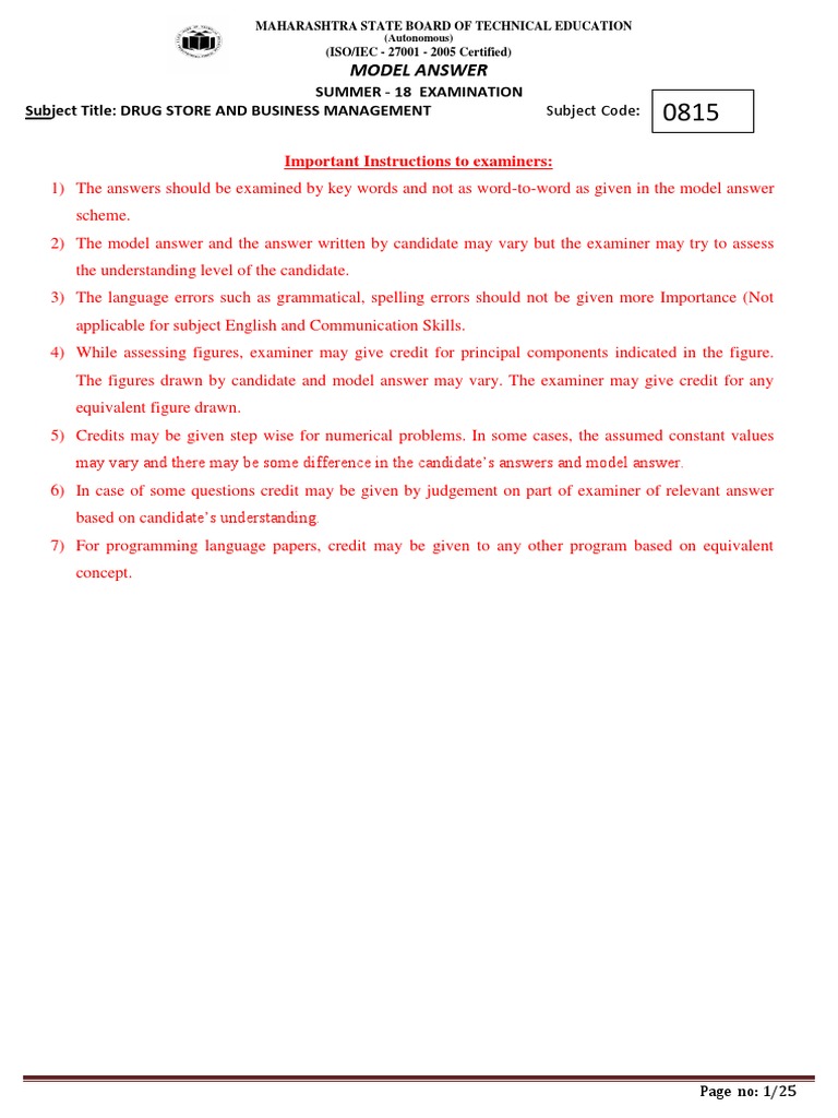 815 Model Answer Paper Summer 2018 PDF | PDF | Debits And Credits | Sales