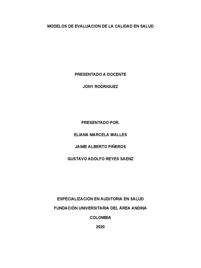 Modelos de Calidad en Salud | PDF | Sistema de manejo de calidad ...